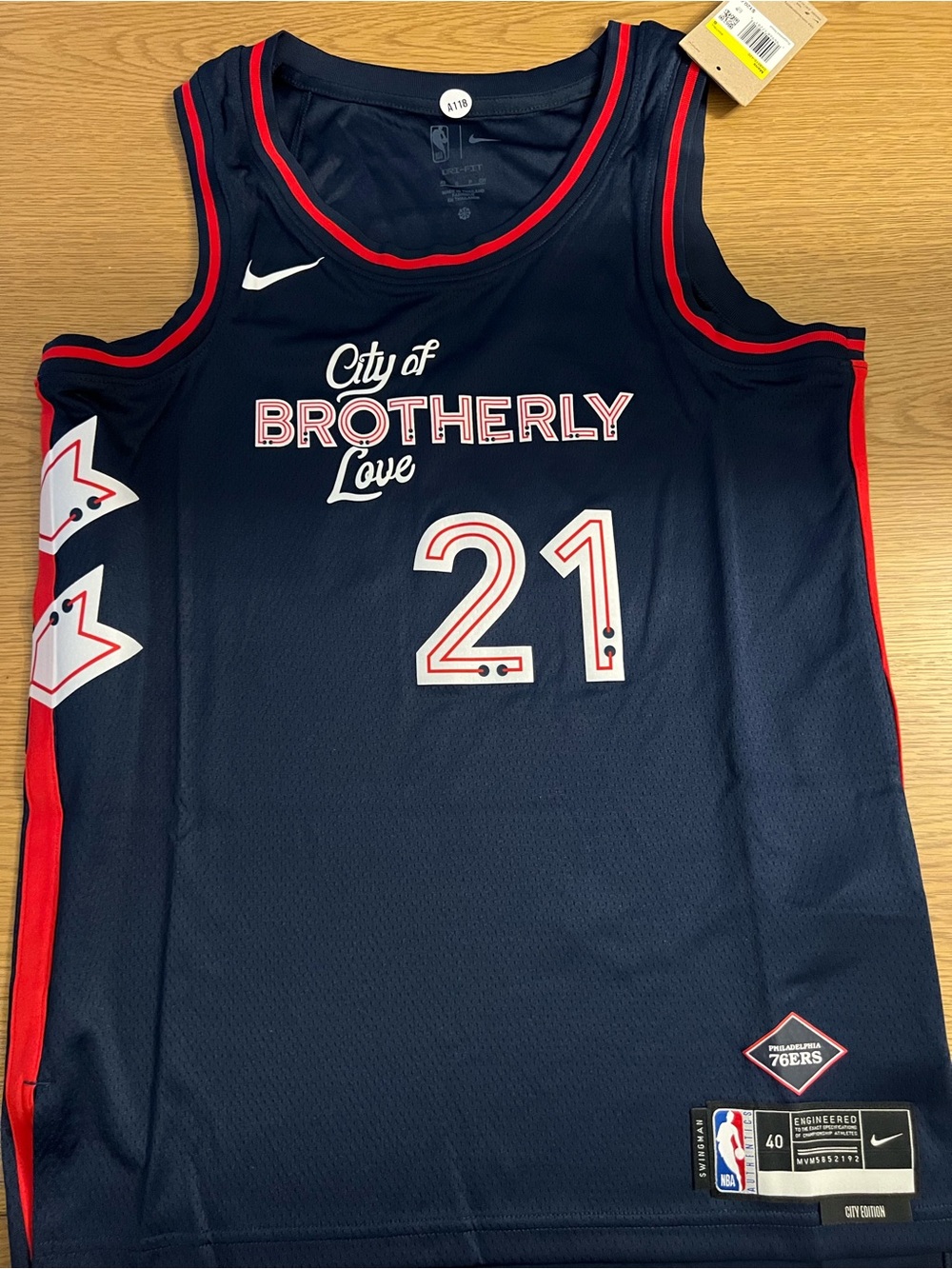 Philadelphia 76ers Nike 'City of Brotherly Love' Basketball Jersey #21